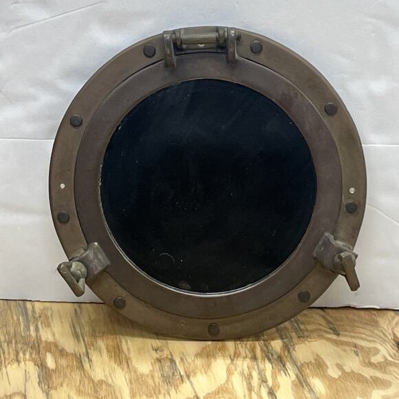 Porthole Mirror 11” Vintage Solid Brass Maritime Nautical Boat Wall Decor - Picture 1 of 10